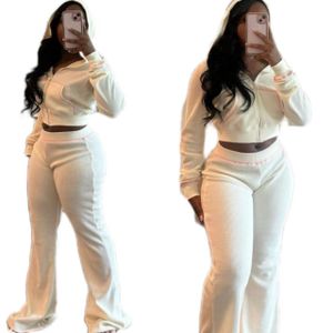 oem wholesale cotton mixed polyester waffle hoodie and jogger two 2 piece women's sets clothing manufacturers ropa de mujer Fall