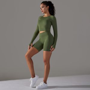 Women sexy seamless sports bras yoga leggings shorts workout clothing gym fitness sets