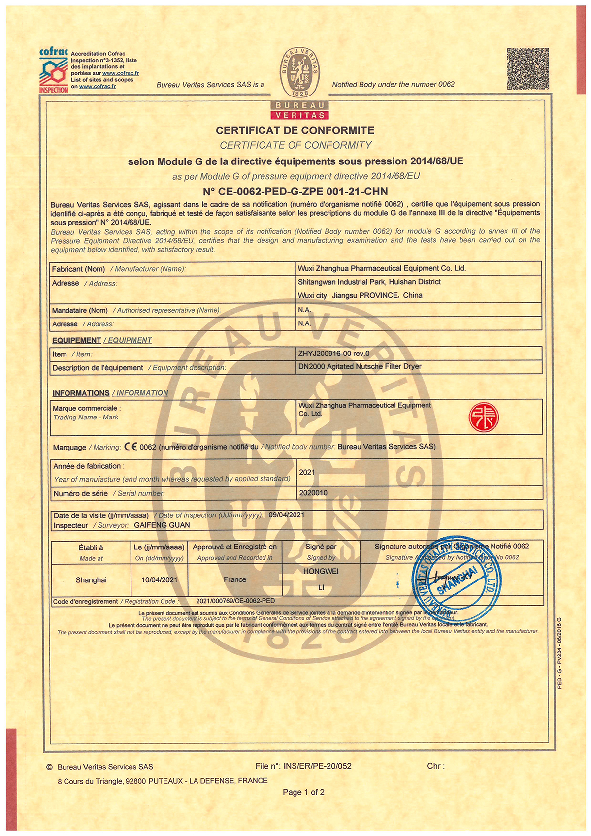 Wuxi Zhanghua Pharm & Chem Equipment Co., Ltd. Chemical Reactor