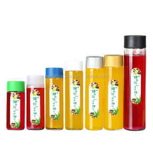 wholesale round empty 250ml 300ml 350ml 375ml 400ml 500ml 800ml voss kombucha glass bottle for milk tea with Plastic cap