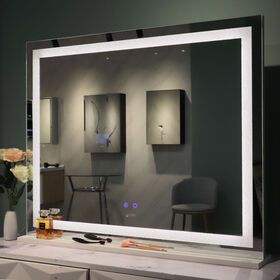 bedroom vanity table with led light makeup mirror large with crystal sand decor 3 colors light