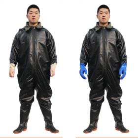 Waterproof Wader Boots PVC Fabric Coverall Suit Fishing Waders with Gloves Fishing Ware Outdoor Wading Users PVC Coating HXE022S