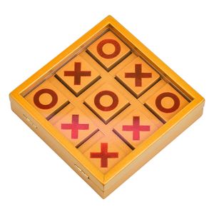 Tic Tac Toe Game Wooden Box Children Puzzle Interactive Wooden Game Fun XO Chess Game