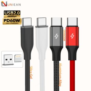 100% Full Inspection Braided Aluminum USB2.0 480Mbps Type C to Type C Cable USB Cable Type-c Fast Charging USB Cable