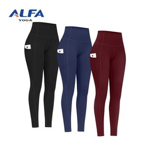 Alfa High Waist Yoga Pants For Women Autumn And Winter Butt Lift Sports Leggings With Inner Pocket