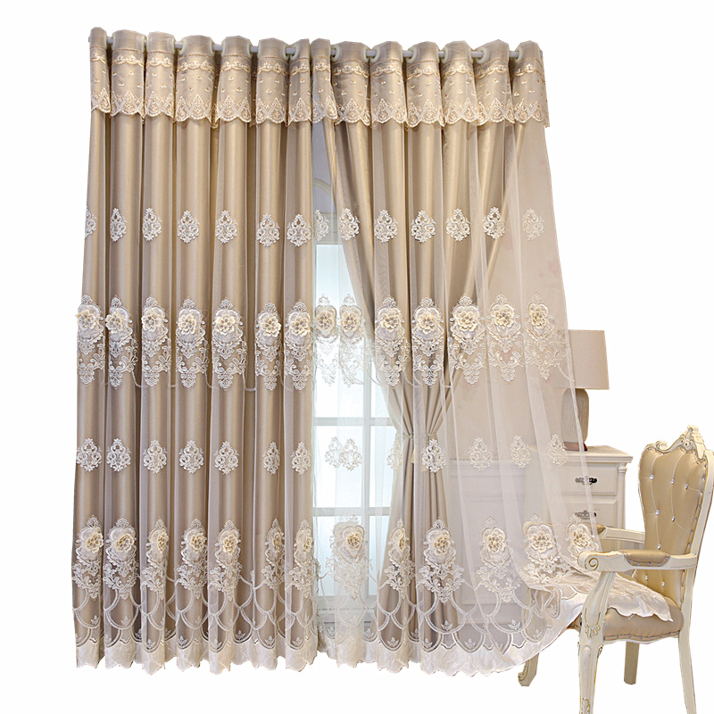 European style thickened shading luxury relief embroidered House Home Curtains For Bedroom and living room