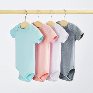 Solid color Organic Cotton Short sleeve newborn Baby kids Bodysuits Baby knitted onesie
