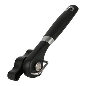 Kitchen Gadget Professional Ergonomic Smooth Edge Easy Grip Black Can Opener Portable Safe Cut Stainless Steel Manual Can Opener