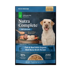 Complete and Balance Freeze Dried Raw Ultimate Pet Nutrition Nutra Complete Plus Bone Broth Fish Dog Food 16 oz Made in USA