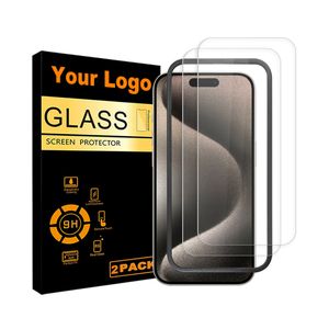 2pcs tempered glass screen protector with frame applicator for iPhone 16 Pro bubble free anti scratch glass screen protector