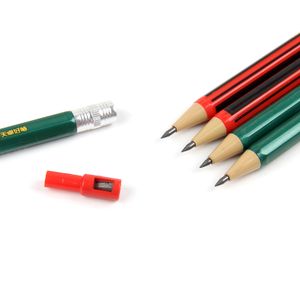 Hot custom  wood plastic automatic pencil 2.00mm press out core with pencil sharpener