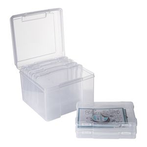 29513 Plastic Craft storage box with 6 Organization Cases Photo Storage Box Greeting Card Organizer for Cards Photos Stickers