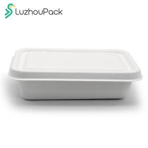 LuzhouPack Eco- friendly Disposable Takeaway Bagasse Takeout Fast Food Box Biodegradable Sugarcane Bagasse Bento Lunch Box