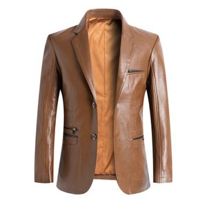 New Brand Blazers Men Spring Autumn Slim Fit Men Suit Jackets Fashion Pu Leather Blazer Men Jacket Oversize 7XL,terno masculino