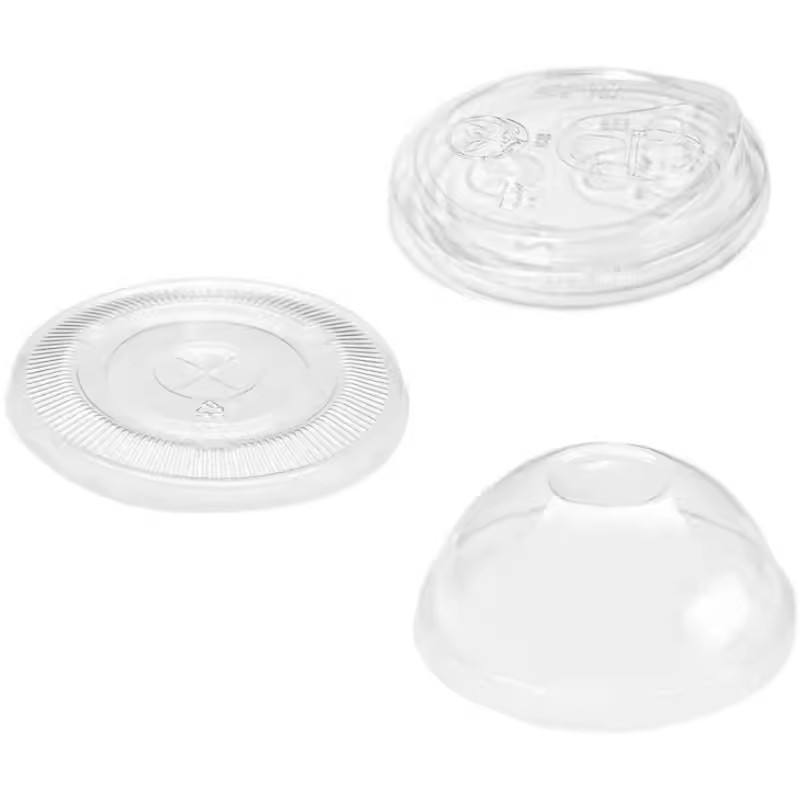 wholesale plastic cup lids dome strawless flat lids pet lids plastic for yogurt coffee boba cold drink cup