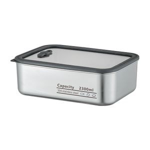 Fruit Airtight air tight fridge kitchen food storage  container set with glass lid metal reusable stainless steel food container