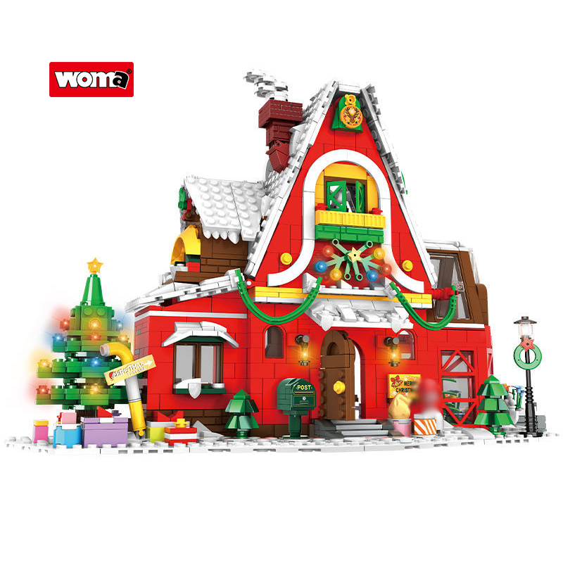 WOMA TOY C0276 Kids Plastic Xmas Snow Christmas Scene House Building Block Construction Toy