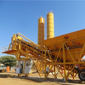 SDDOM ISO Belt conveyor Lifting 60m3/h 90m3/h Dry mix concrete batch plant with no twin shaft concrete mixer