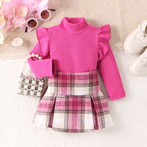 Girls Fall Clothing Outfit Ruffles Sleeveless Knitted Long Hat 2Pcs Kids Casual Wear Clothes Set