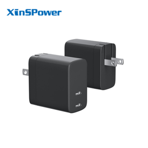 XinSPower Factory 65W Dual Type-C Ports OEM ODM PD3.0 Fast Charge Phone Tablet US EU UK JP KC AU GaN Wall Power Supply Adapter