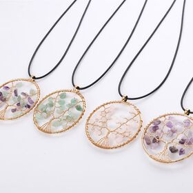 Bestone fashion jewelry necklace 7 Chakra Tree Of Life Necklace Custom Natural Quartz Women Gift Set