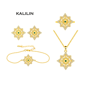 925 sterling silver Octagram gold plated jewelry set wholesale vintage gold plated jewelry