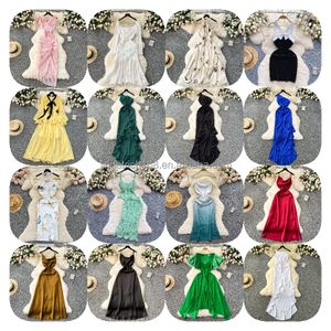 Quality Evening Dress Wholesale 2024 Spring Beachfront Resort Frilly high-waisted slim-fit V-neck dress