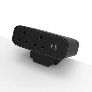 UK Standard Office Power Access Removable Desk Clamp Power Strip Desktop Power Outlet Clamp Mount with USB Type-C Port