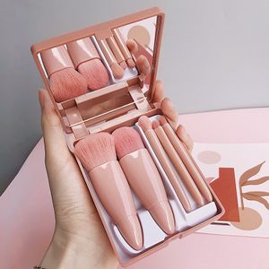 Portable 5-piece makeup set with mirror mini multi-functional loose powder foundation eyeshadow smudge brush