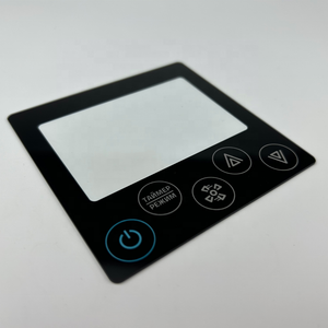 Hot sale tempered Glass Touch Screen Protective Cover for air conditional semi black transparent  glass with button