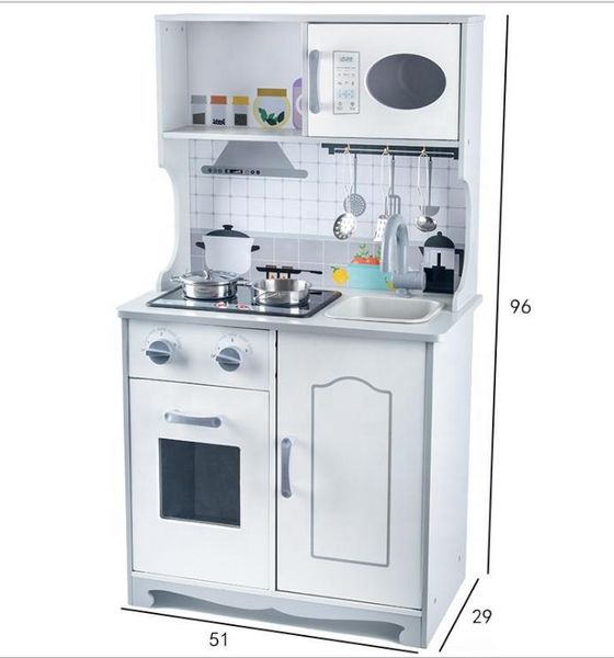 Chinese Factory Newest European White educational Wooden Kitchen Pretend Play Set Toy for Girls and Boys