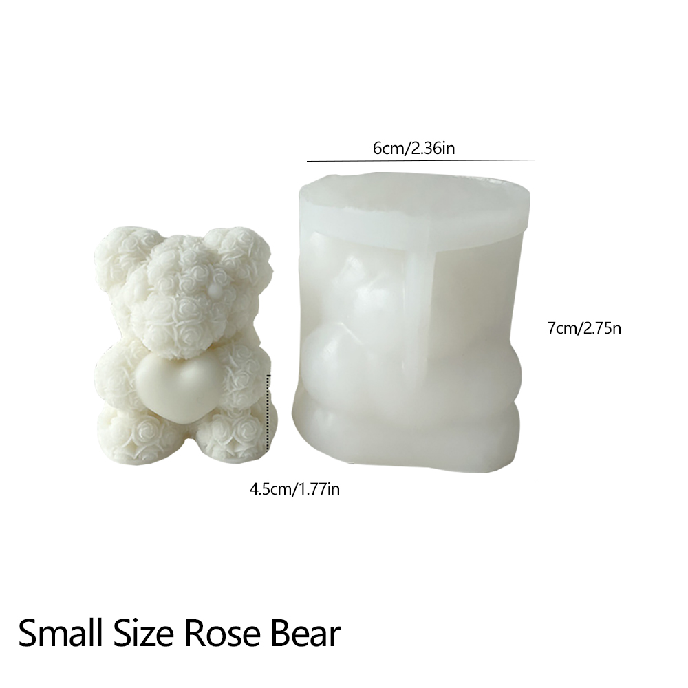 Dongyang Lujiu Trading Co., Ltd. Cartoon rose bear scented candle silicone mold handmade diy chocolate ice cube diffuser gypsum soap mold