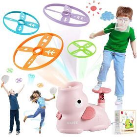 Zhiqu Toys Outdoor Butterfly Catching Game 8 Flying Saucers 2 Net Pockets Flying Discs Launcher Toys for kids