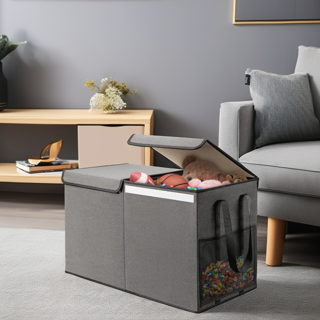 Collapsible storage box DIY custom logo toy storage box Clamshell cover large children toys clothing storage organizer
