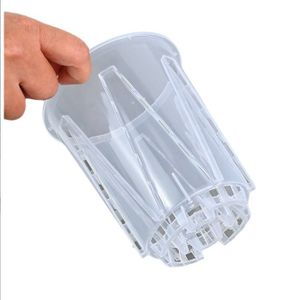 New Transparent Clear Plastic Orchid Pot Orchid Seedling Pot Root Control Pot with Side Slotted Air Vents Bottom Drainage Hole