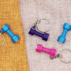 3d Metal Mini Fitness Barbell Keychain Sport Barbell Kettle Bell Keychain For Gym Fitness Club Souvenir