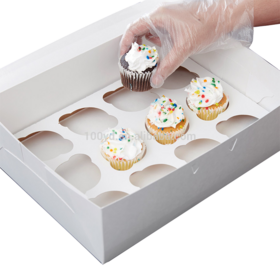 Holes Folders Bakery Muffin Cupcake Box Paper Cake Box Clear Paperboard Cupcake Boxes Customized 12 and 6 Cajas Para Cupcakes