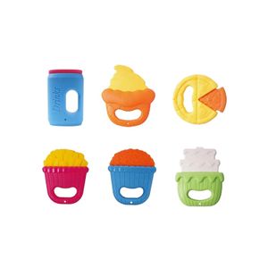 Chinese toys supplier boiled disinfection soft rattle toy non-toxic plastic baby teether rattle  6pcs