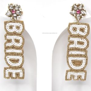 Customized Bride Monogrammed Designer Dangle Earrings Latest Trend Statement Pearl Drop Fashion Jewelry Earrings for Girls