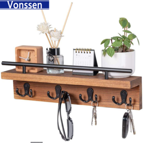 Floating Shelves for Wall Mounted Storage Shelves with Black Metal Frame and Towel Rack Rustic Wood Wall Shelves for Bedroom