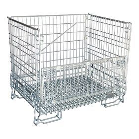Full-automatic Manipulator Welding Folding Steel Wire Mesh Pallet Basket Container For Wine Bottle