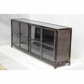 Premium Quality Black Metal and Glass Door Display Cabinet Sideboard Storage Cabinet for Home and Office at Wholesale Price