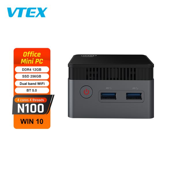 Minipc Desktop Computer Win10 Business N100 12Gb Ram 256Gb Ssd 4K Triple-Hd-Mi Dual Lan Mini Pc For Business