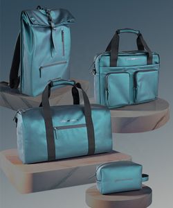 ISO BSCI LVMH factory Pearl color pu leather tote bag set laptop backpack pu cosmetic bag crossbody sport duffel pu bag