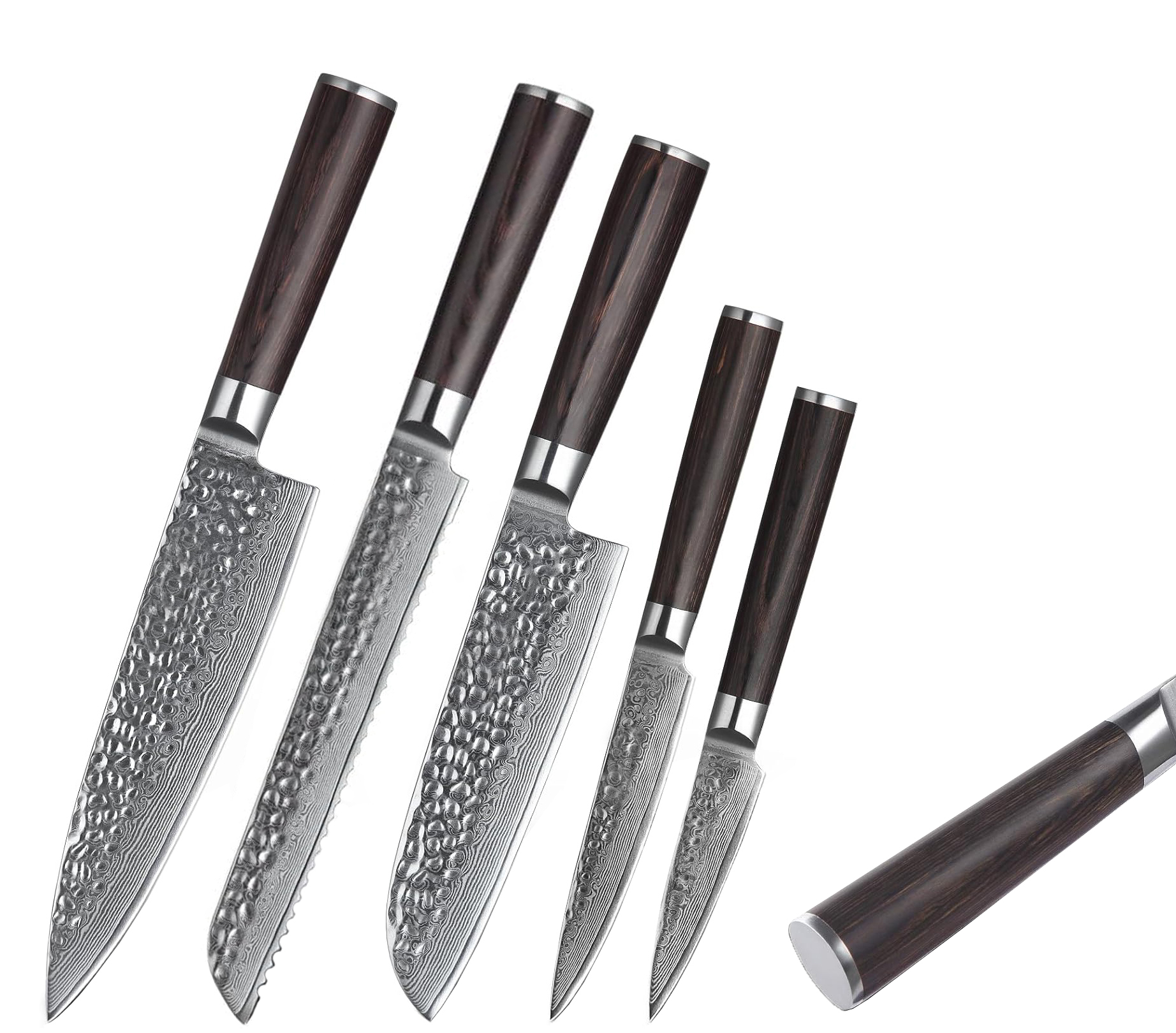 SANMUZUO 5 PCS Professional Japanese Real Damascus Steel Kitchen Chef Knife Set Wooden Handle Knives Manufacturer