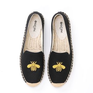 Busy Little Bee Embroidery Busy Little Bee pattern ladies women casual flat Summer Spring Espadrilles Breathable Anti-Slippery