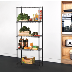 5 Tier Black White Wire Shelf Home Mulit Purpose Metal Wire Shelf Racks Organizer For Kitchen