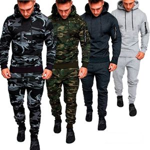 tracksuit Men CamouflageTwo Pieces Set Hoodies +pants Sweatshirt With Hoody Sportswear Causal Mens Clothing Male