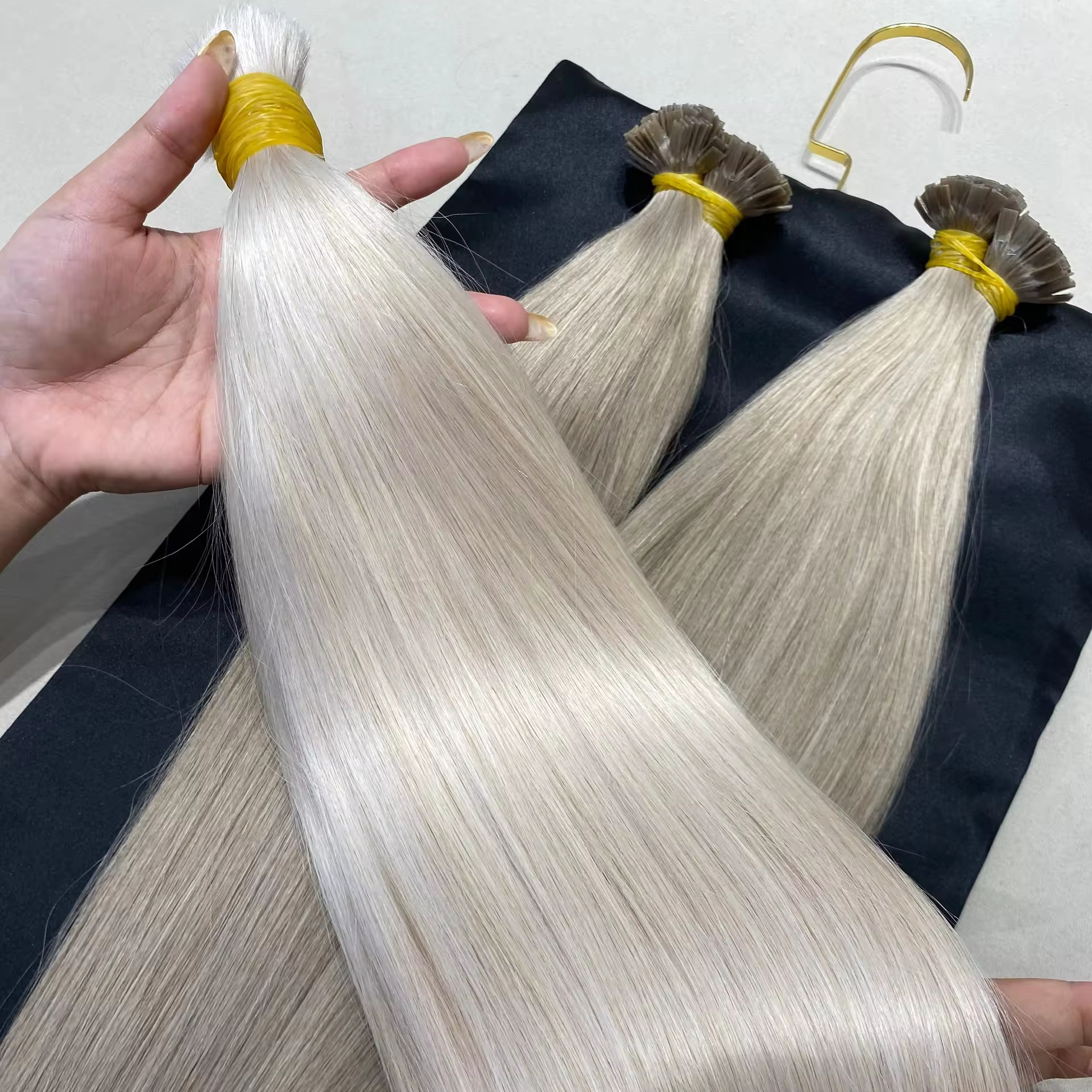 HERES TRADE PRODUCTION JOINT STOCK COMPANY Platinum Blonde Bulk Remy Hair Extensions Super Double Drawn Styles >=60% Longest Ratio
