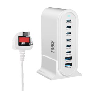 286W Gan Fast Charge Universal Mobile Multi Port Uk Plug Portable Desktop Usb Mount Charger Adapters For Cell Phone And Laptop